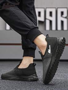 WARRIOR 1 đôi giày thể thao nam thường ngày, thoáng khí, đế mềm đệm khí, chống trượt, bền chắc, kiểu giày lười, nhẹ và thoải mái cho hoạt động hàng ngày và ngoài trời. - màu đen - Xem 6