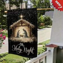 1PC Double-Sided Christmas Garden Flag 12x18 Inch - Religious Nativity Scene With Mary & Joseph, Durable Polyester Outdoor Decor, No Electricity Required, Festive Yule Display For Christmas Celebrations, Christian Religious Holiday Banner For Patio, Lawn & Garden - 1 cái - Xem 2