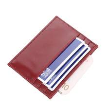 Baellerry 1个时尚简约菱形图案卡包，女士迷你信用卡钱包，高品质PU皮革多卡位设计，商务/通勤便携礼品 - 紅色 - 查看 8