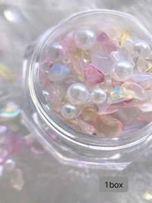 1 Caixa de Pérolas Artificiais Assimétricas de Concha Natural, Mica Tempestade Colorida, Materiais para Unhas Artificiais de Madrepérola, Componentes para Unhas, Acessórios, Suprimentos para Unhas, Peças para Unhas Y2K - Multicolorido - Ver 2