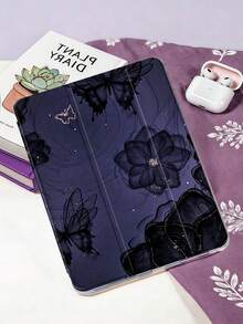 1pc Starry Night Purple Butterfly Painted Tablet Case, Compatible With IPad Mini4/Mini5/Mini6/Mini7/Air/Air2/9.7/10.2/10.5/Air4/Air5/10.9/Pro 11-Inch/10th Gen/ Air 11-In.(M2)-2024/ Pro11-In.(M4)-2024/Air 11-Inch (M3) 2025/ (A16) 11 Inch 11th Generation 2025, Galaxy Tab A8 10.5 Inch 2022. Includes Pencil Slot, Tri-Fold Stand, TPU Soft Edge Protection, Magnetic Sleep/Wake, Leisure/Fun/Healing/Personalized/Unique Tablet Folio Case - Multicolor - View 1