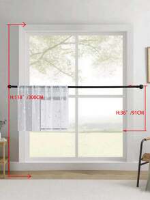 1 pièce Rideau transparent brodé, motif floral, avec poche pour tringle, en fibre de polyester avec protection UV et respirabilité, convient pour le salon, la chambre à coucher, la salle à manger - Blanc - Voir 48