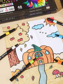 Black Boxed Soft-Tip Acrylic Marker Pens, Suitable For Student Art Creation, Opaque, Can Layer Watercolor Effects, Suitable For Back To School Season And New Academic Year - Sets - View 3