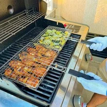 高品质不锈钢烧烤架，加厚细网烧烤钳，可折叠可拆卸手柄烧烤篮，耐用防锈户外烧烤架，大容量深烤篮，多功能便携式露营烹饪工具，耐用烧烤配件，适用于烤鱼、肉、虾、韭菜、金针菇、蔬菜，居家户外野餐露营厨房用品 - 烤肉網 - 查看 8
