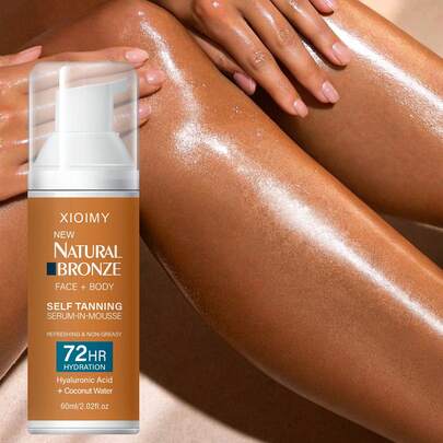 Xioimy 60ml Mousse autobronceadora DIY, sin necesidad de luz solar, hidratación profunda, crea un bronceado radiante, conveniente para el Body, las piernas y los brazos, perfecto para la playa y los viajes, autobronceado