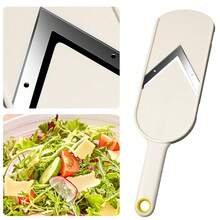 2件套不锈钢V型刀片蔬菜切片器，带清洁刷，可轻松切丝卷心菜、胡萝卜和沙拉食材 - 白色 - 查看 3