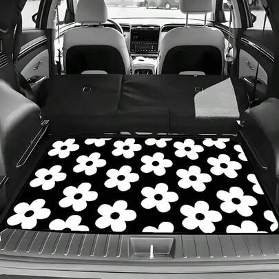 1pc Floral Pattern Tail Trunk Mat, Keeps Your Car Interior Clean And Stylish, Fashionable Interior Protection, Adds Personalized To Your Vehicle, Suitable For All Car Models