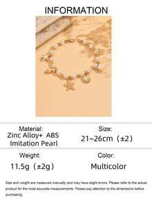 1件优雅海洋主题合金海洋生物流苏吊坠脚链，搭配经典仿珍珠，手工制作，适合日常佩戴、海滩派对、约会、旅行。 - 彩色 - 查看 5