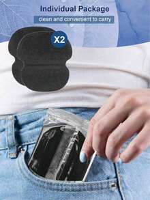 2/4/10/20片装大号黑色吸汗腋下贴，无纺布材质，隐形设计，男女通用，黑色 - 彩色 - 查看 3