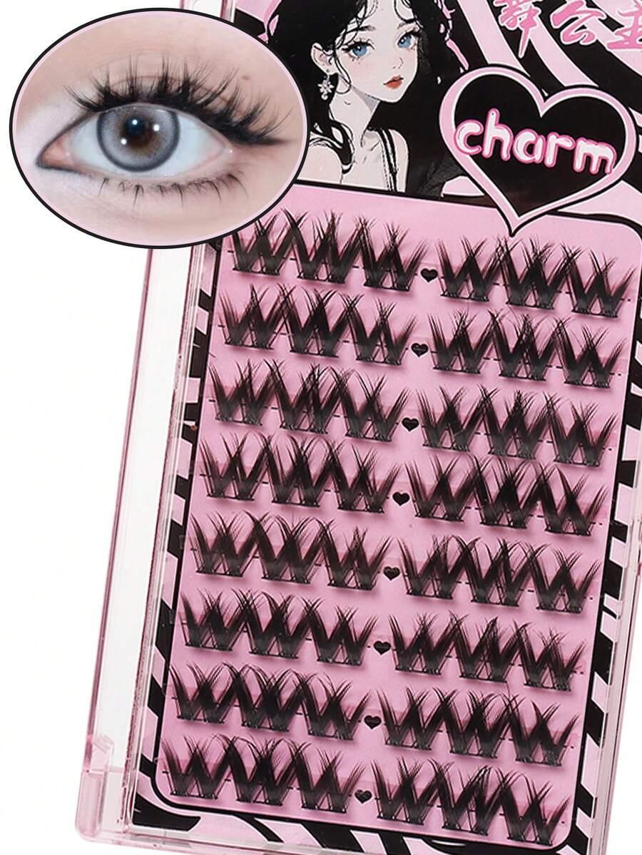 32 Clusters 8 Rows Extra Volume Segmented False Eyelashes, Dense & Fluffy Natural Curly Lashes, Easy To Use - C - View 1
