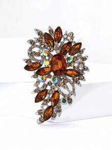 Luxury Crystal Diamond Flower Brooch, Elegant Lapel Pin For Women And Men, Suitable For Formal Occasions, Parties, Gifts - Large Glass (4474) - View 18