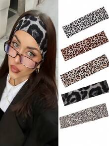 欧美时尚发带，豹纹街头风发带，女童弹力发带 - 彩色 - 查看 1