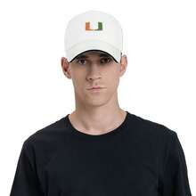 University Of Miami Logo Embroidered Baseball Cap For Men & Women, Baseball Football Print Soft Top Dad Hat Casual Outdoor Sun Protection Cap - trắng - Xem 8