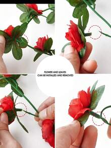 1件人造红玫瑰花环，仿真玫瑰藤蔓，带花叶，可悬挂于婚礼拱门、桌旗、母亲节装饰、家居墙面及阳台装饰。 - 彩色 - 查看 8