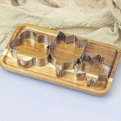 3件套不锈钢花形饼干模具，不锈钢饼干模具，玫瑰花饼干模具，适用于母亲节、复活节饼干烘焙、糕点DIY切割、蛋糕和面包切片