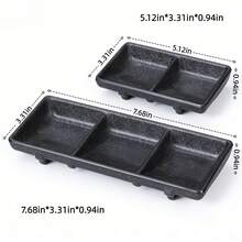 1pc New Black Carbon Fiber Square Plate, 2/3 Compartment Plate, Small Bowl/Melamine Tableware, Material, Clear Carbon Fiber Texture, Minimalist Design, Versatile, Small Plate, Condiment Dish, Small Soup Bowl, Rice Bowl, Scratch Resistant, Impact Resistant, Easy To Clean, Suitable For Home And Restaurant - Black Carbon Fiber - View 2