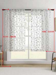 1 buah Tirai Tipis Bordir, Motif Bunga, Dengan Kantong untuk Batang Tirai, Penghalang Sinar UV, Bernapas, Kain Poliester, Tanpa Lapisan, Cocok Untuk Ruang Tamu, Kamar Tidur, Ruang Makan - Grey - View 17