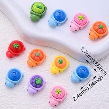 5/10/30pcs Summer Ocean Style Cute Mini Fruit Turtle Beads DIY Ornaments 24*17MM Miniatures Turtle Lovely Flatback Beads For Girls DIY Craft Making(No Hole) - Multicolor - View 4