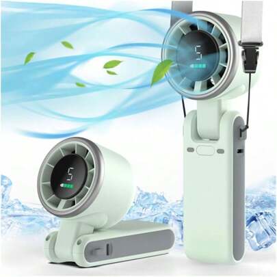 Portable Handheld Turbo Fan 5 Gear Wind Battery Operated Up To 12 Working Hours 3 IN 1 Hand Fans With Air Turbo Tech Cooling Fan For Outdoor Activities Travel Beach Spring Gift Birthday Party