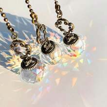 2pcs Vintage Copper Chain Crystal Pendant Extender, Colorful Pendant Extender, Zipper Extender With Crystal Prism Ball Connector, Suitable For Bathroom Toilet Light, Ceiling Fan, Table Lamp Extension Cord, Indoor Outdoor Garden Sunshine Catcher, Making Colorful Party Decorations, Suitable For Mother's Day, Father's Day, Party, Birthday Gifts - Multicolor - View 8