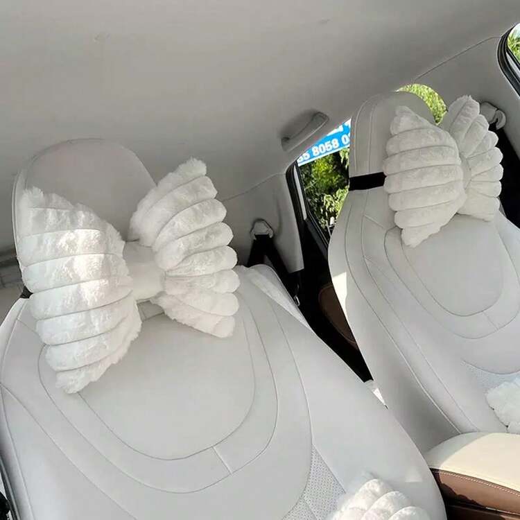 1pc/2pcs Car Headrest Winter Plush Car Comfortable Warm Neck Pillow Pillow Pillow Solid Color Simple Headrest Waist Pillow Automotive Supplies - Rabbit Fur - View 12
