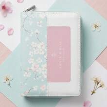 Biblia Con Cierre Para Mujer Portatil Letra Grande 12 Puntos RV1960, Imit Piel Tricolor Azul/Rosa/Blanco Con Indice Y Canto Floral - Single Book - View 2