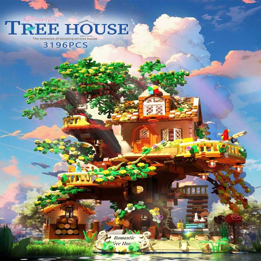 DIY Mini Building Blocks Game, A Toy Suitable For Adult Women, A Toy That Relieves Stress And Reduces Anxiety, A Cute And Interesting Adult Game Set, A Creative Treehouse Model Building Puzzle With Creative Solutions, A Perfect Birthday Gift For Your Boyfriend, A Set Of Exquisite Forest Treehouse Building Models (With Stickers) - Multicolor - View 1