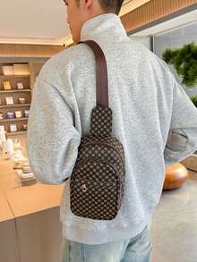 1pc Men's Large Capacity Casual Chest Bag, Versatile Commuter Shoulder Crossbody Bag, Fashion Travel Waist Pack - Multicolor - View 4