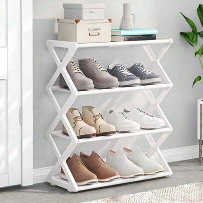 4 étagères noires créatives en forme de Z, organisateur de rangement pour chaussures à la maison, étagère à chaussures multi-couches assemblée, étagère de rangement multifonction, meuble à chaussures gain de place, étagère de rangement anti-poussière pour dortoir