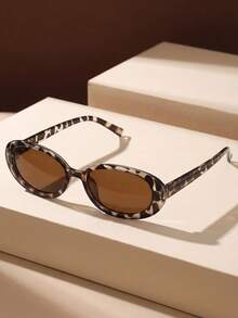 1 Cặp kính râm gọng oval nhỏ, kiểu dáng Bohemian, phù hợp cho cả nam và nữ, thích hợp đeo hàng ngày, chụp ảnh đường phố, đi nghỉ mát, đi biển và mùa tựu trường. - màu nâu - Xem 2