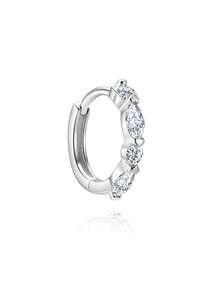AnlaScheer 1pc 0.1ct Moissanite 925 Sterling Silver Marquise Flat Back Cartilage Ear Stud, Women's Engagement Wedding Bridal Jewelry - Silver - View 9