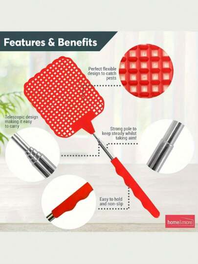 3pcs Adjustable Plastic Anti-Mosquito Swatter, Designed For Heavy Duty Use, With Long Handle, Effectively Controls Indoor & Outdoor Insects