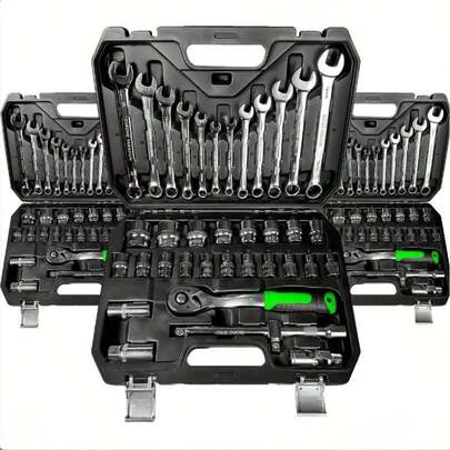 Industrial Grade Automotive Repair Tool Set, Socket Wrench Ratchet Combination Tool Box, Universal Socket, Hardware Tool Kit