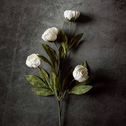 1Pc Faux Silk Peony Artificial Flowers For Vase -27", Bulk Fake Peonies Branches With Stems For DIY Bouquet Centerpieces Wedding Fillers Arrangements Shower Decorations (Cream)