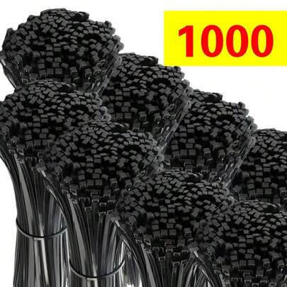 1000 chiếc dây buộc cáp nylon tự khóa màu đen, chịu lực cao, dài 150mm (6 inch), được sử dụng rộng rãi trong ngành ô tô, điện, làm vườn, gia đình, văn phòng, bền và chống trượt.