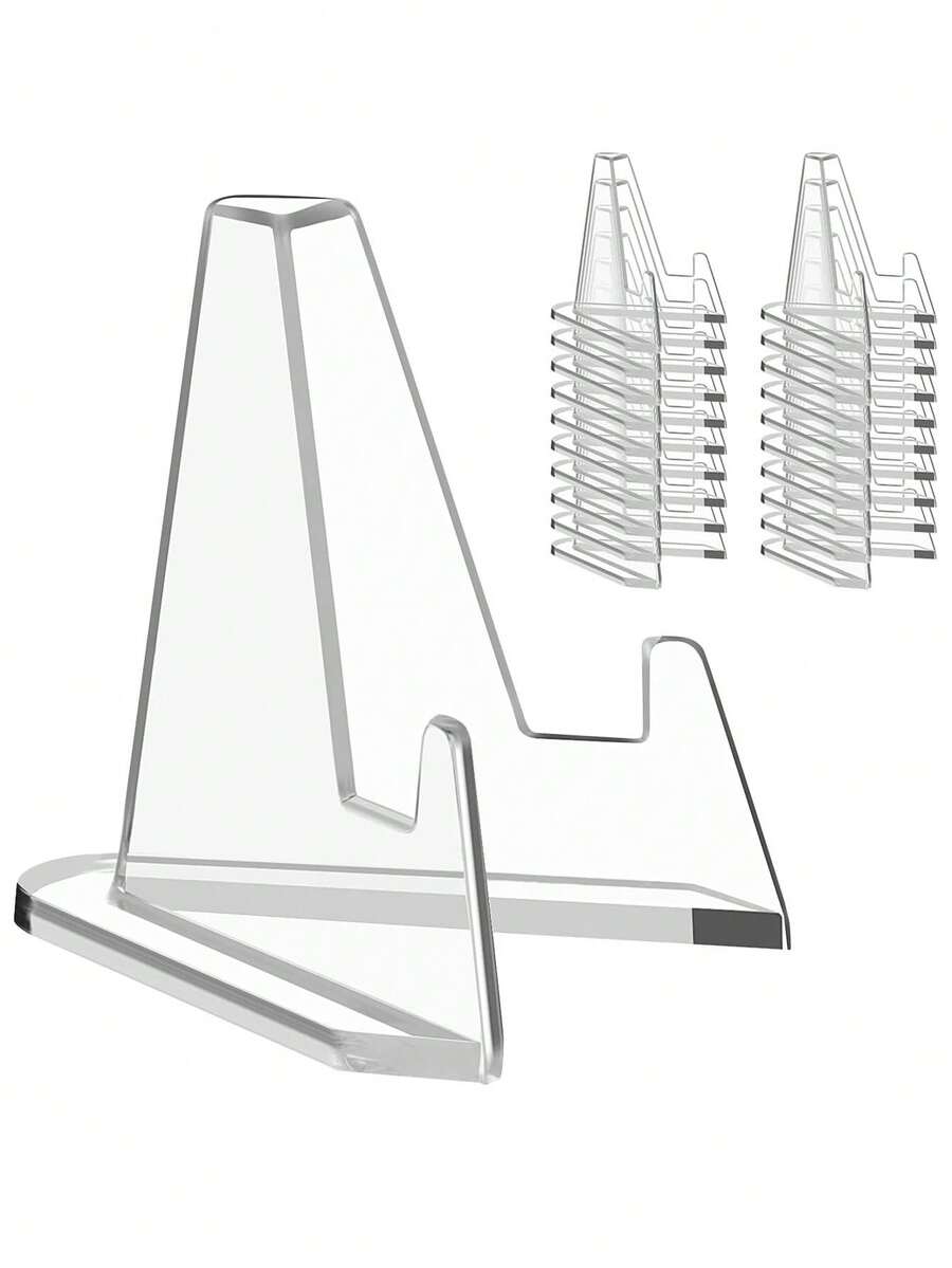 20/30pcs Acrylic Card Holder, Transparent Acrylic Display Stands, Acrylic Triangular Stand, Photo Card Display Stand, Mini Card Holder For Sports Cards, Sports Card Holders, Graded Card Displays, Party, Wedding, Holiday Holder, Numbered Card Holders, Graduation Reception Restaurant Home Centre Decorations