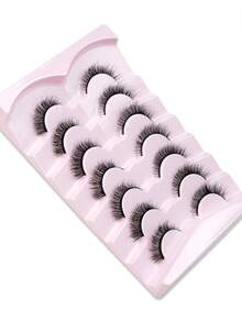 7 Pairs C-Curl Cat Eye Lashes, 12mm Length, Natural & Thick Synthetic Eyelashes - View 5