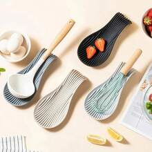 1pc Silicone Spoon Rest, Multi-Function Kitchen Utensil Holder, Dining Table Accessory - Multicolor - View 3