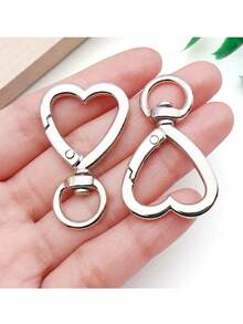 10/20/30pcs Heart-Shaped Keychain Hooks, Metal Heart Rotating Spring Clip Keychain Rings, Suitable For DIY Creative Keychains, Cute Keychain Clips For Wristlet, Card Holders And Photo Keychains - Love Buckle - View 3