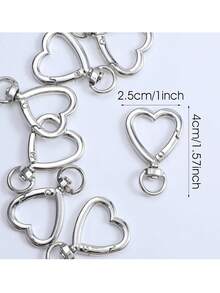 10/20/30pcs Heart-Shaped Keychain Hooks, Metal Heart Rotating Spring Clip Keychain Rings, Suitable For DIY Creative Keychains, Cute Keychain Clips For Wristlet, Card Holders And Photo Keychains - Love Buckle - View 2