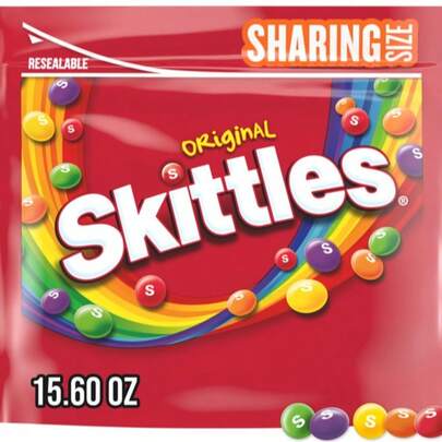  Skittles Original Caramelos Masticables Navideños Tamaño para Compartir Bolsa Resellable - Caramelos Masticables Frutales Relleno de Calcetines Dulces Navideños
