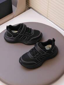 Scarpe sportive per bambini, sneaker casual per ragazzi in maglia traspirante e con chiusura a strappo, confortevoli - nero - Visualizzare 5