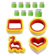6/8/9/12 piezas Molde aleatorio de cortador de verduras, frutas, flores, animales y dibujos animados para galletas, fondant, herramientas de cocción para niños, utensilios de cocina para lonchera escolar - Combinación - Ver 12