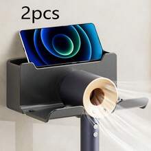 Blow Dryer Holder Rack, Bathroom Wall Mount Hairdryer Stand, No Drilling Required Storage Organizer - Multicolor - View 21