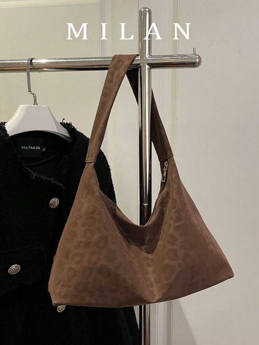 New Casual Versatile Textured Tote Bag, Women Large Capacity Fashion Elegant Leopard Print Shoulder Bag - Multicolor - View 1