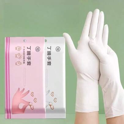 1 Box Disposable Dishwashing Gloves For Women, Durable Extra Long Nitrile Waterproof Thin Gloves For Household Cleaning