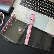 A6/A7 Single-Hole Transparent Notebooks, Pink Binder Stickers Notebooks, Sticker Notebooks, Photo Card Organizers, Dual-Button Soft Leather Transparent Covers For Notebooks, Handmade DIY Diaries, Albums, Stickers, Notebooks, Planners, Student Stationery, Office Supplies - Sets - View 6