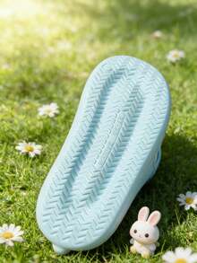 1双可爱卡通女士EVA厚底防滑平底休闲拖鞋，适合春夏穿着 - 淺藍色 - 查看 10