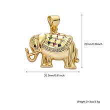 1件装奢华铜质大象吊坠，可DIY手链、项链、耳环、包包挂饰 - 彩色 - 查看 3