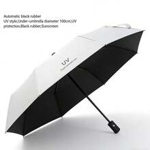UV全自动遮阳伞，黑色涂层，防紫外线，防晒，8根伞骨，男女通用，小巧，坚固，轻便 - C - 查看 5